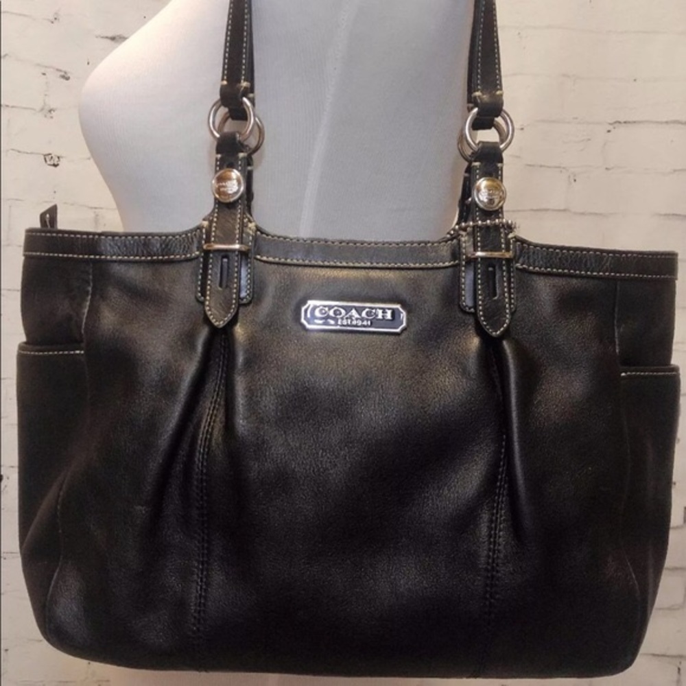 Coach Black Leather Tote - C1079-f15147